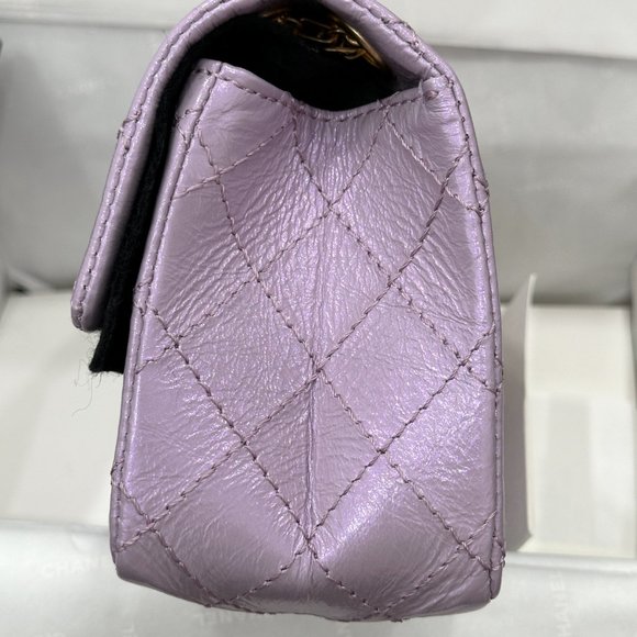 CHANEL 24P LAVENDER CALFSKIN MINI REISSUE 2.55 BAG GOLD HW - Picture 7 of 15